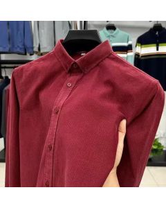 High Quality 100% Cotton Corduroy Men's Long Sleeved Solid Color Casual Shirt with Breathable Velvet Fabric Autumn